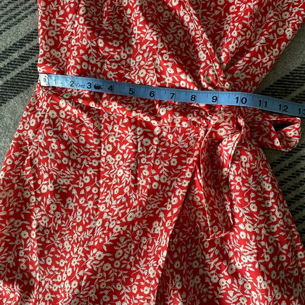 Naggoo Red Ditsy Floral Wrap Ruffle sundress size small - Picture 11 of 14